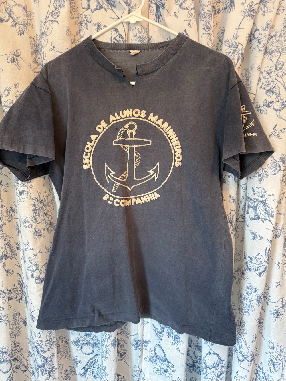 True vintage! 1970’s, Navy Anchors Graphic Tee with Portuguese Naval Print